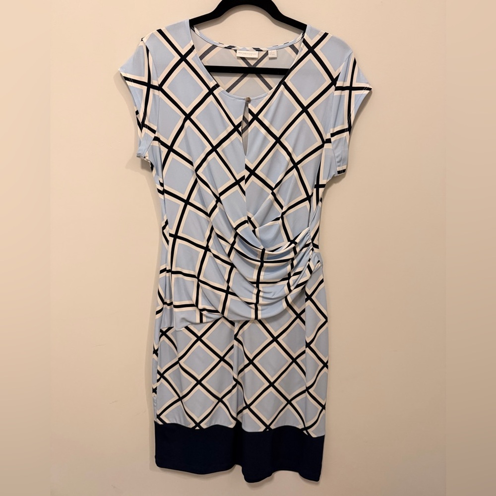 New York & Company Blue and Black Diamond Dress